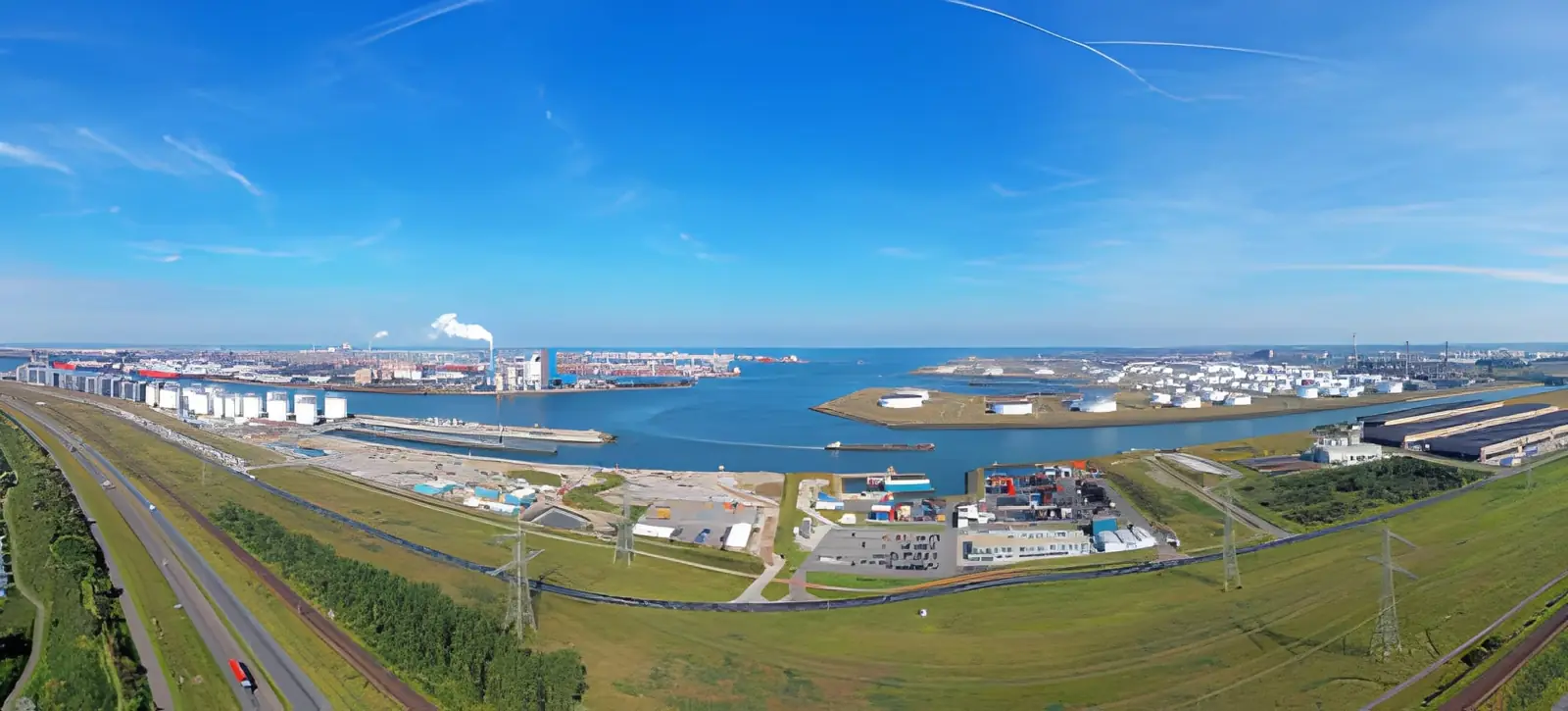 Panorama of the Port of Rotterdam, home of the JSF Logistics Rotterdam oil storage terminal
